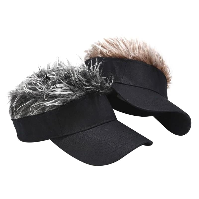 Berretto da Baseball da Golf con berretto per capelli finto stile visiera parasole divertenti cappelli da parrucchino cappello da parrucca per capelli a spillo da donna da uomo