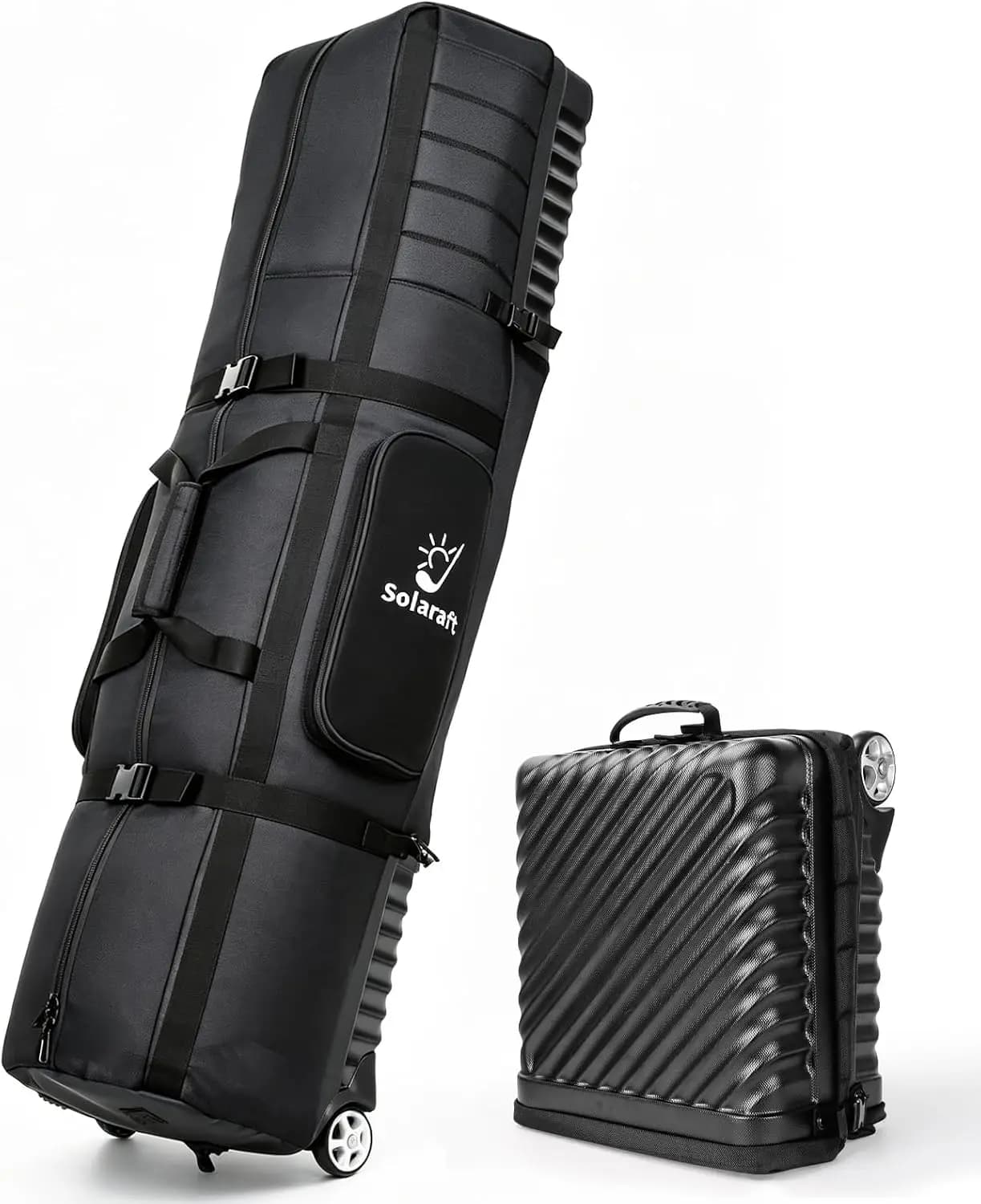 Airline Golf Travel Bag, Square Hard Shell Case with Collapsible Design