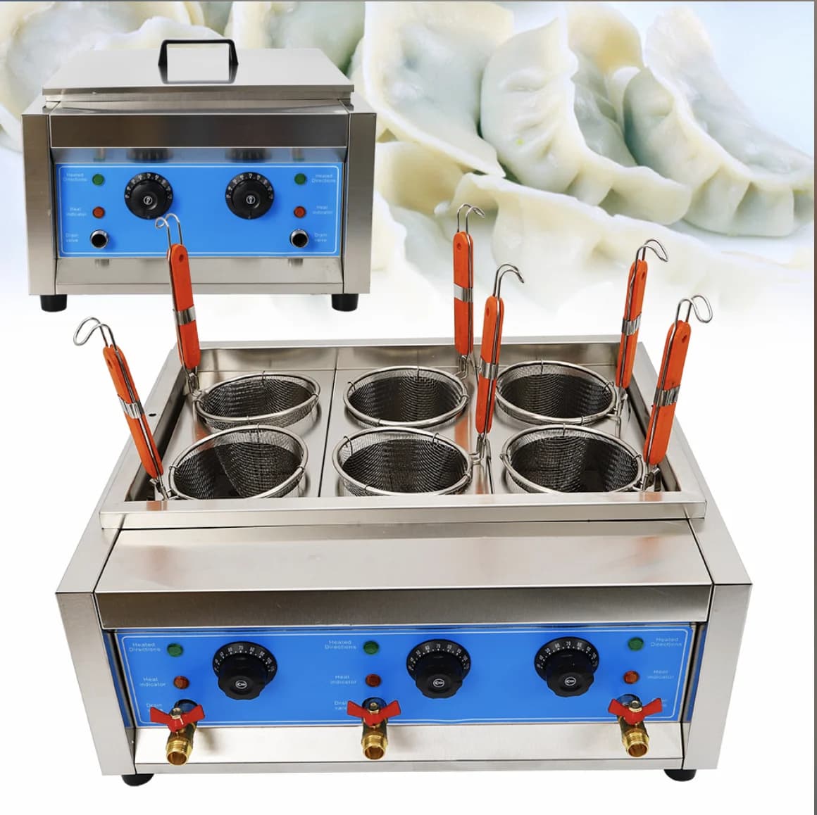 Cuocipasta Elettrico Professionale con Cesto Grande, Cuocipasta a Gas a 6 Fori per Uso Commerciale