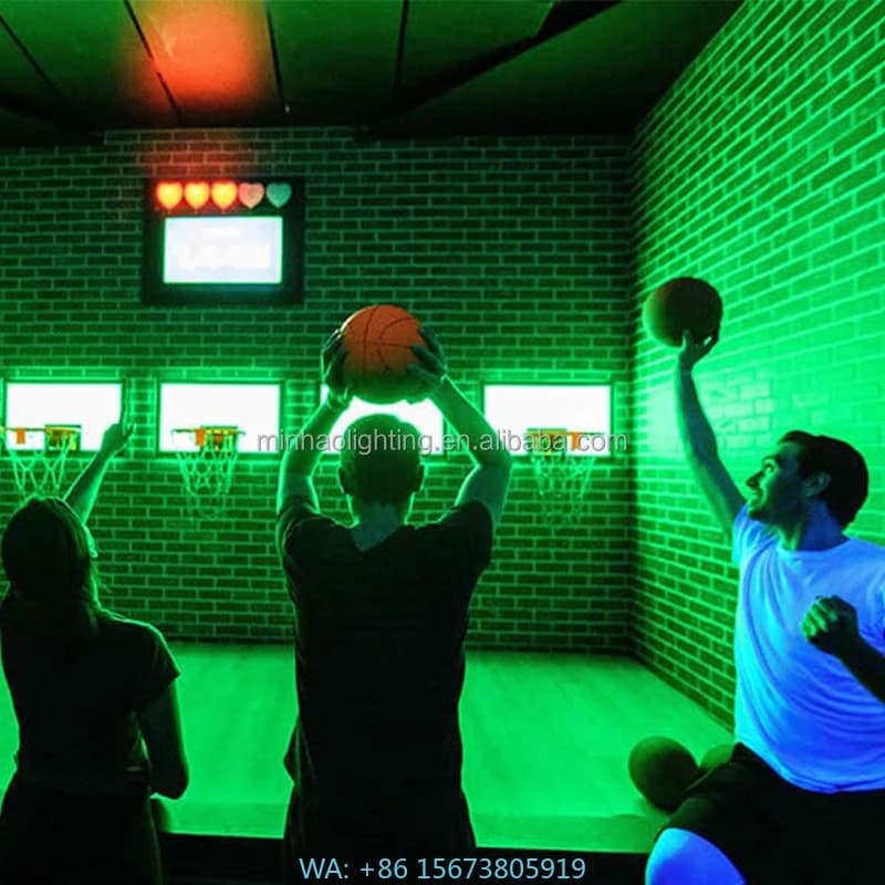 Gioco Interattivo di Basket Indoor per Bambini e Adulti, Arena di Intrattenimento Illuminata a LED per Parchi Divertimento, Canestro Incluso