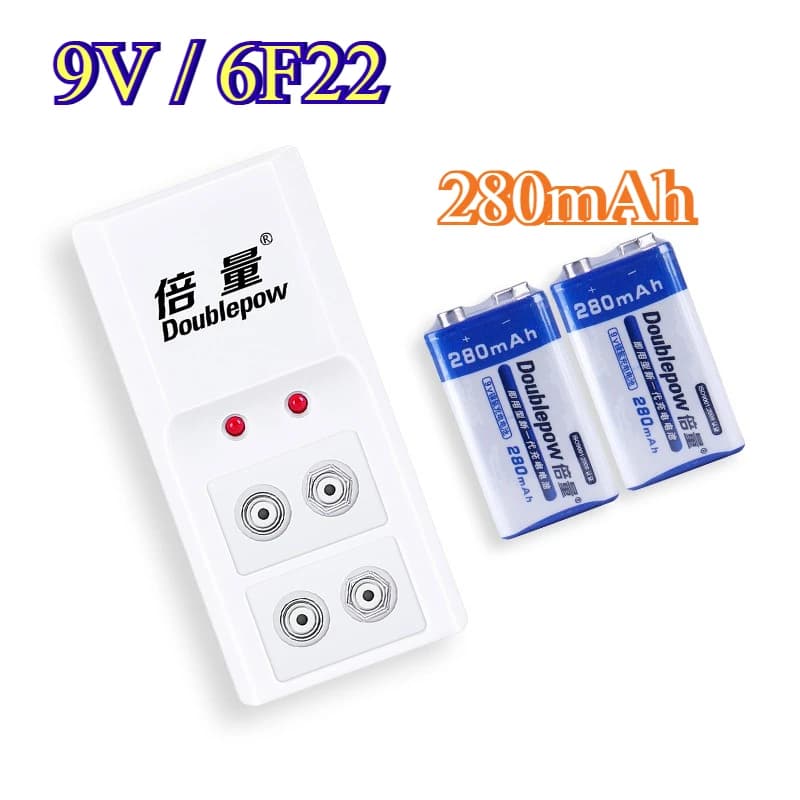 Batteria Ni-MH 9V 6F22 Batteria ricaricabile 280mAh per multimetro Allarme fumo Metal Detector Microfono Set caricabatteria giocattolo