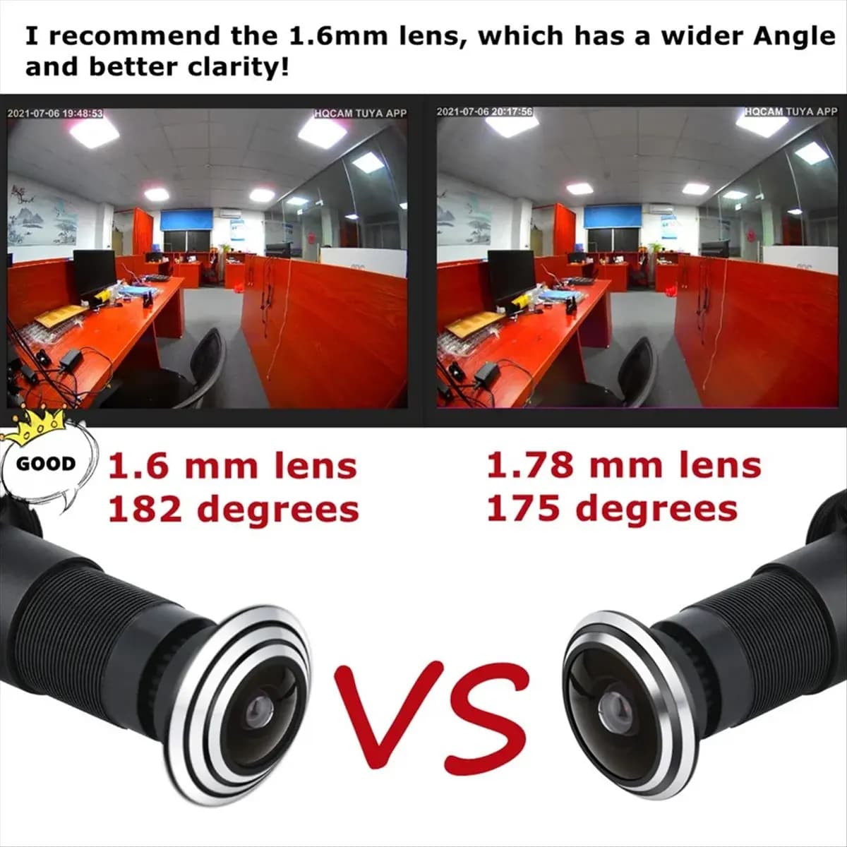 A73T Telecamera Spioncino WiFi Tuya, Mini Telecamera IP WiFi per Porta con Angolo Ampio 1.6MM FishEye, Audio e Altoparlante Integrato, Spina EU