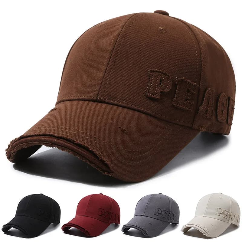 Fashion Embroidered Letter Baseball Cap with Distressed Edge, Personalized Trendy Soft Top Hat, Breathable Cap for All Seasons