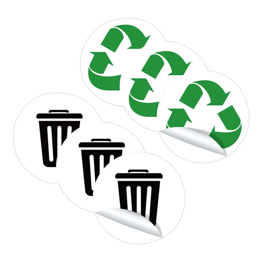 3 Set di Etichette Adesive per Riciclaggio Rifiuti in PVC Impermeabile, Decalcomanie a Forte Adesione per Contenitori e Bidoni della Spazzatura, Uso Ecologico