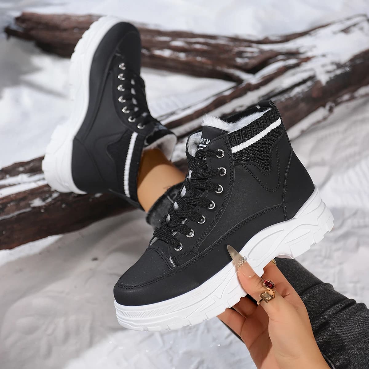 Stivali da neve da donna Scarpe invernali calde alte in cotone Moda Stivali impermeabili con altezza maggiorata Stivaletti sportivi con plateau da donna