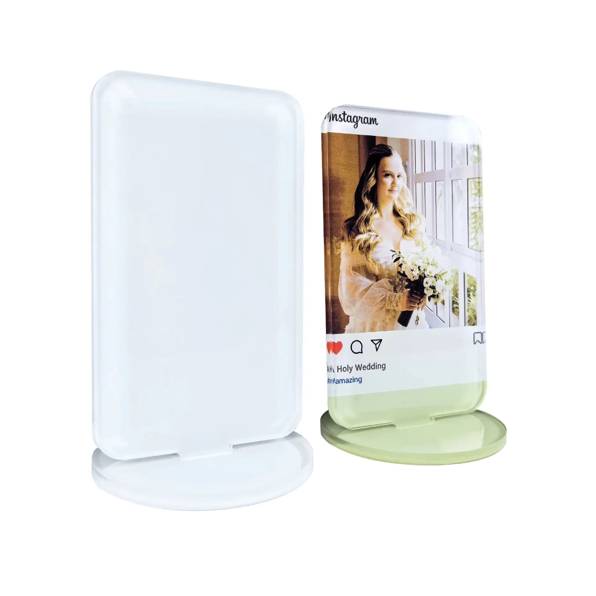 5 set Sublimation Blanks Acrylic Photo Display Stand,Table Sign With Base for DIY Design, Office Store Restaurants Wedding Party