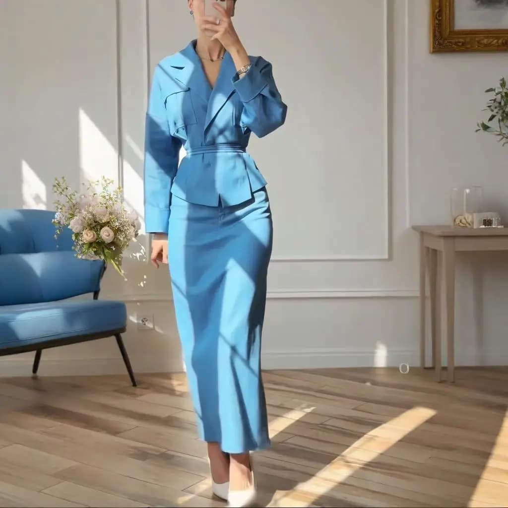 Completo da donna 2 pezzi Completo con scollo a V Gonna elegante Tailleur pantalone Set Business Casual Abiti da lavoro quotidiani Personalizza