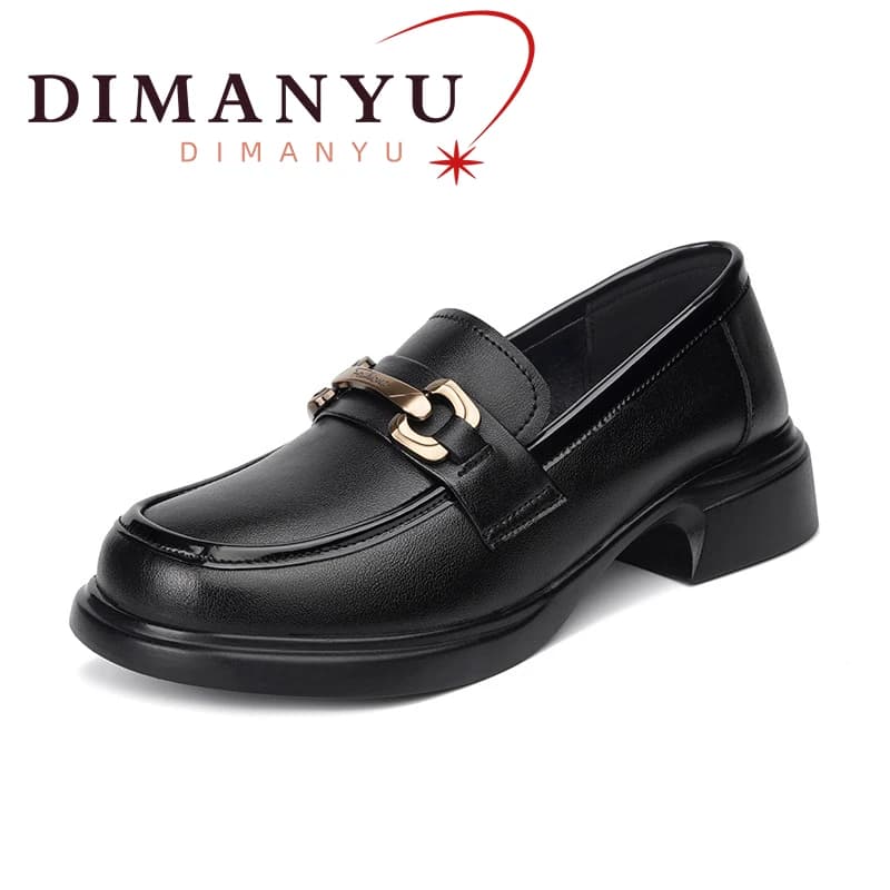DIMANYU Women's Loafers British Wind 2026 Spring New Genuine Leather Women's Shoes Low Heel Non-slip Women's Single Shoes