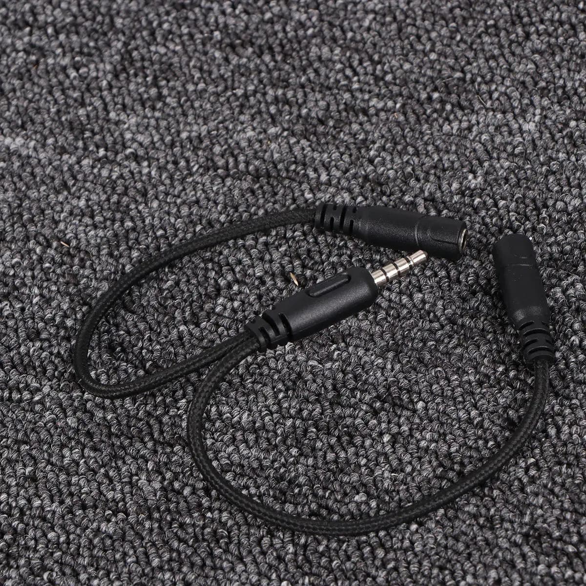 2 in 1 3.5mm Stereo Headset Splitter Cable for Pc Laptop Gaming Calls with Separate Audio Mic Ports Gold Plated 24K