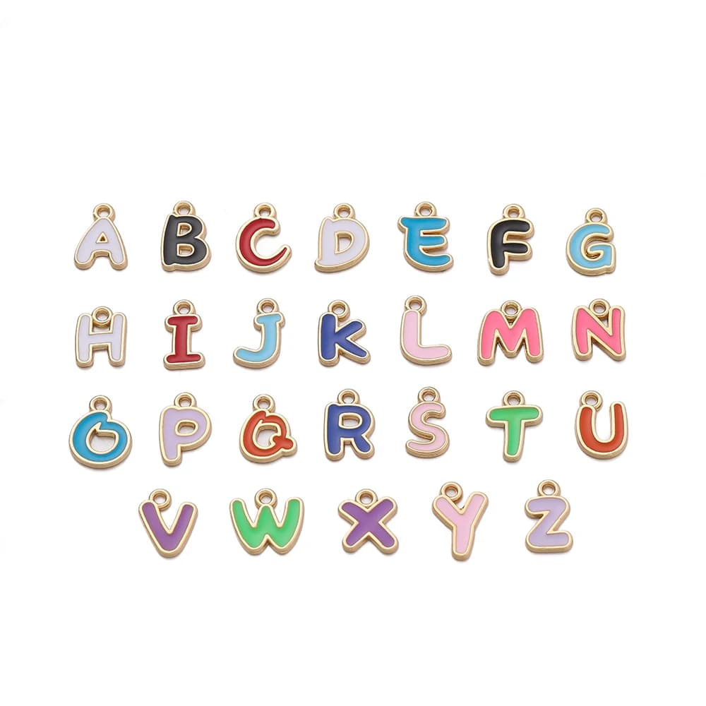 50/100 pz AZ Alfabeto Smalto Pendenti E Ciondoli Colorati Lettera di Metallo Pendenti per Gioielli FAI DA TE Che Fanno Orecchini braccialetto Collana Accessorie