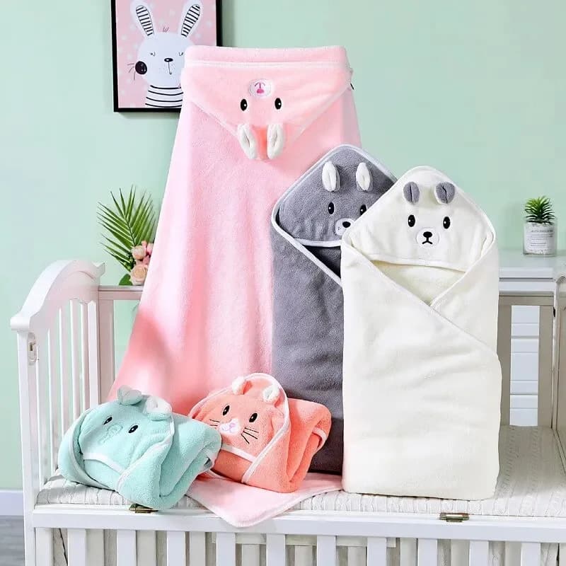 Asciugamano da bagno per bambini Morbido e caldo per dormire Swaddle Wrap per ragazza Ragazzo Coral Fleece Coperta per neonato Accappatoio con cappuccio per bambini