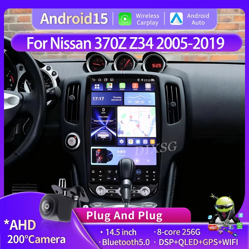 14.5 "Android15 Wireless CarPlay Per Nissan 370Z Z34 2005-2019 Tesla Schermo Lettore Autoradio Multimediale di Navigazione GPS 4G DSP RD