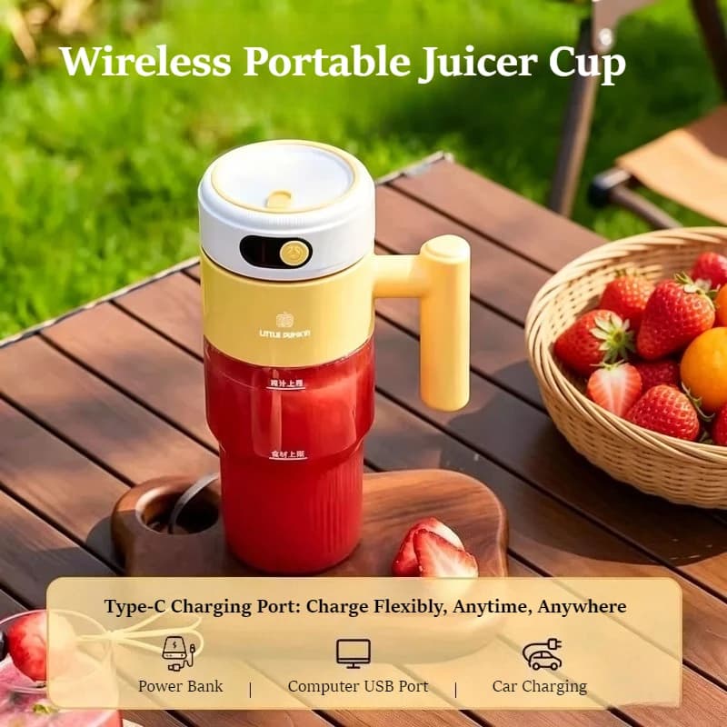 Frullatore Elettrico Portatile, Mini Frullatore per Frutta Senza Fili Multifunzionale per Uso Domestico