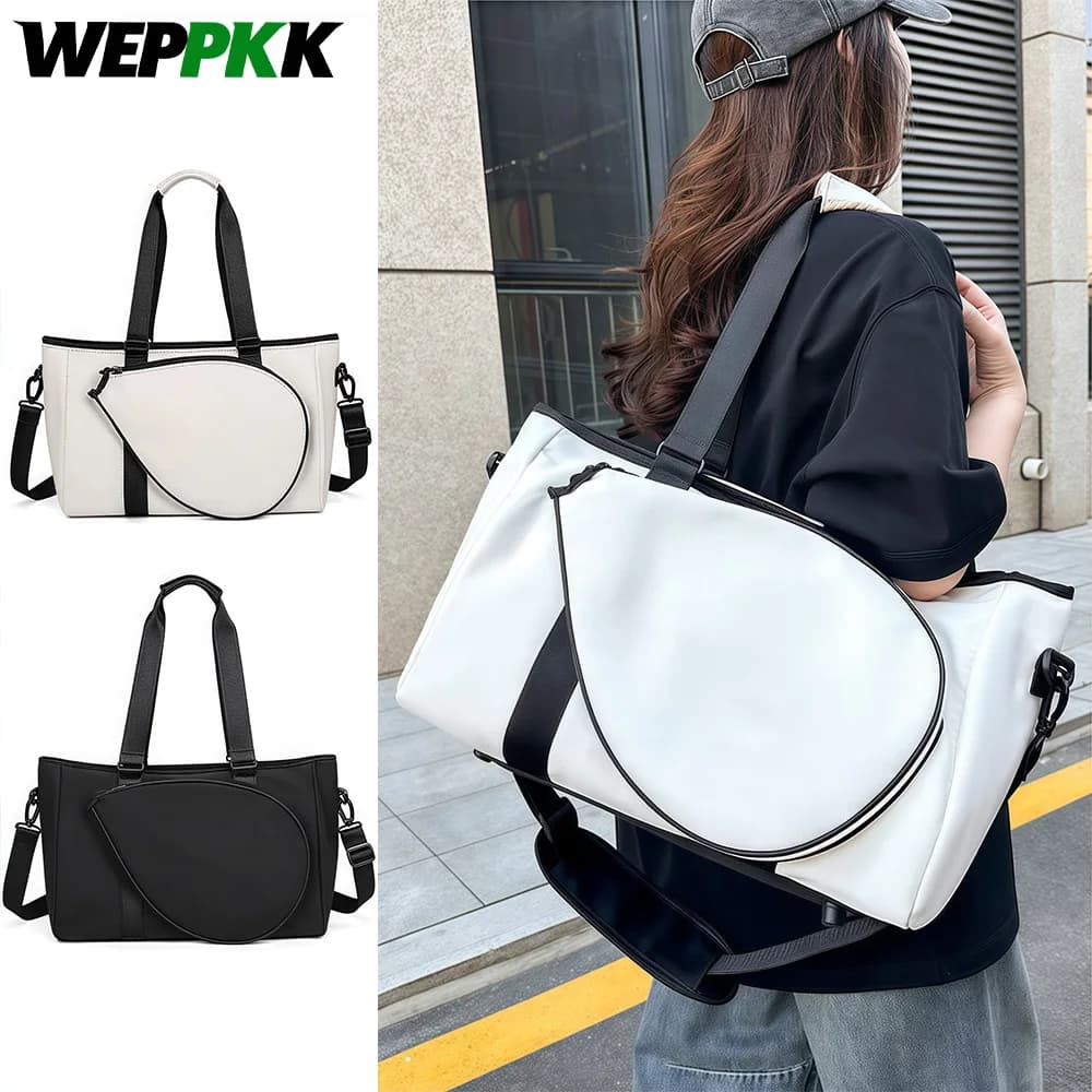 1 borsa a tracolla per racchetta da tennis da badminton Pickleball, borsa da tennis con tasca asciutta e bagnata, custodia per racchetta da badminton da donna