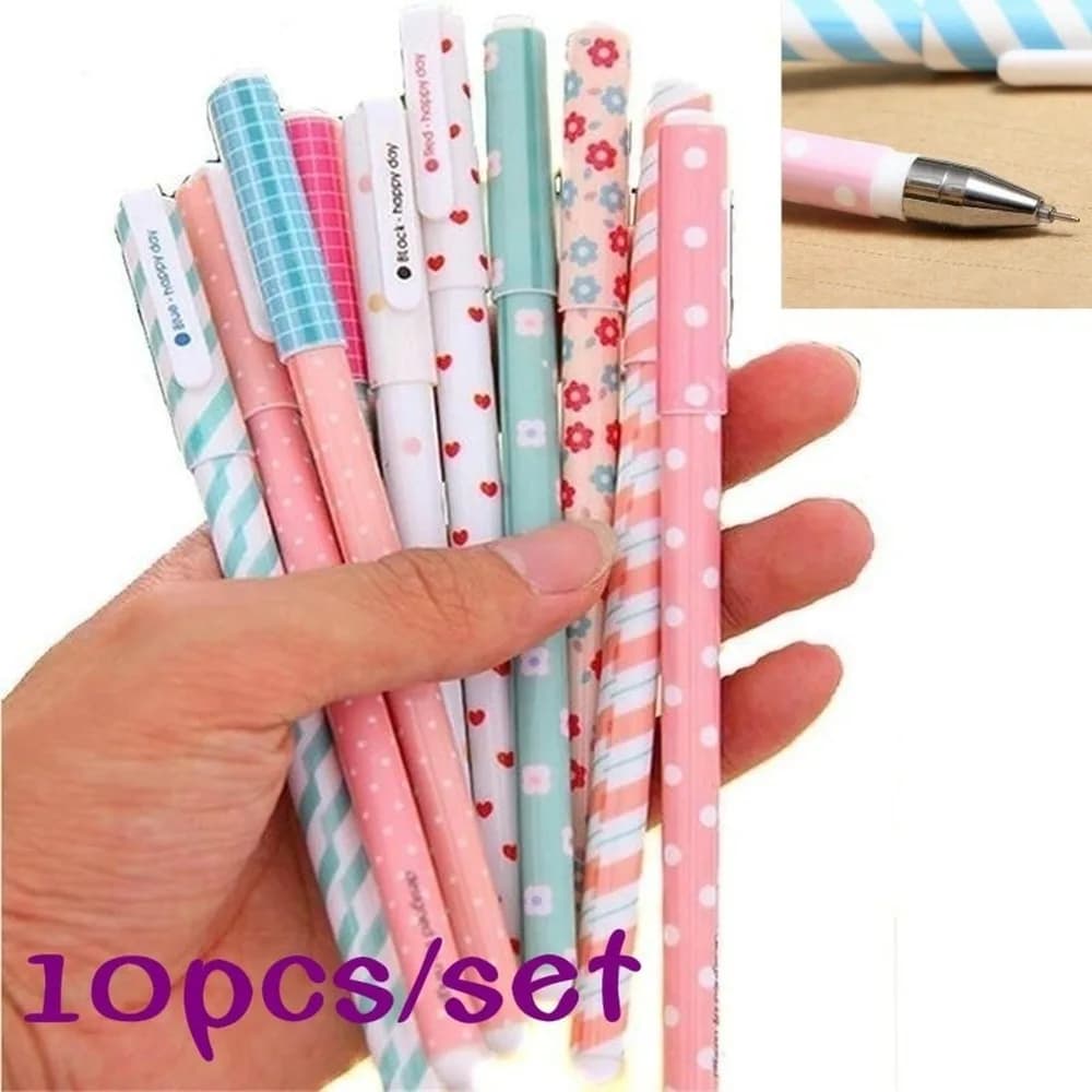 10 Pz/set Penna Colorata Fiore Animale Stella Stellata Dolce Flora Penna Gel Colorata 0.38mm Penne Carine per la Scuola Stazionaria