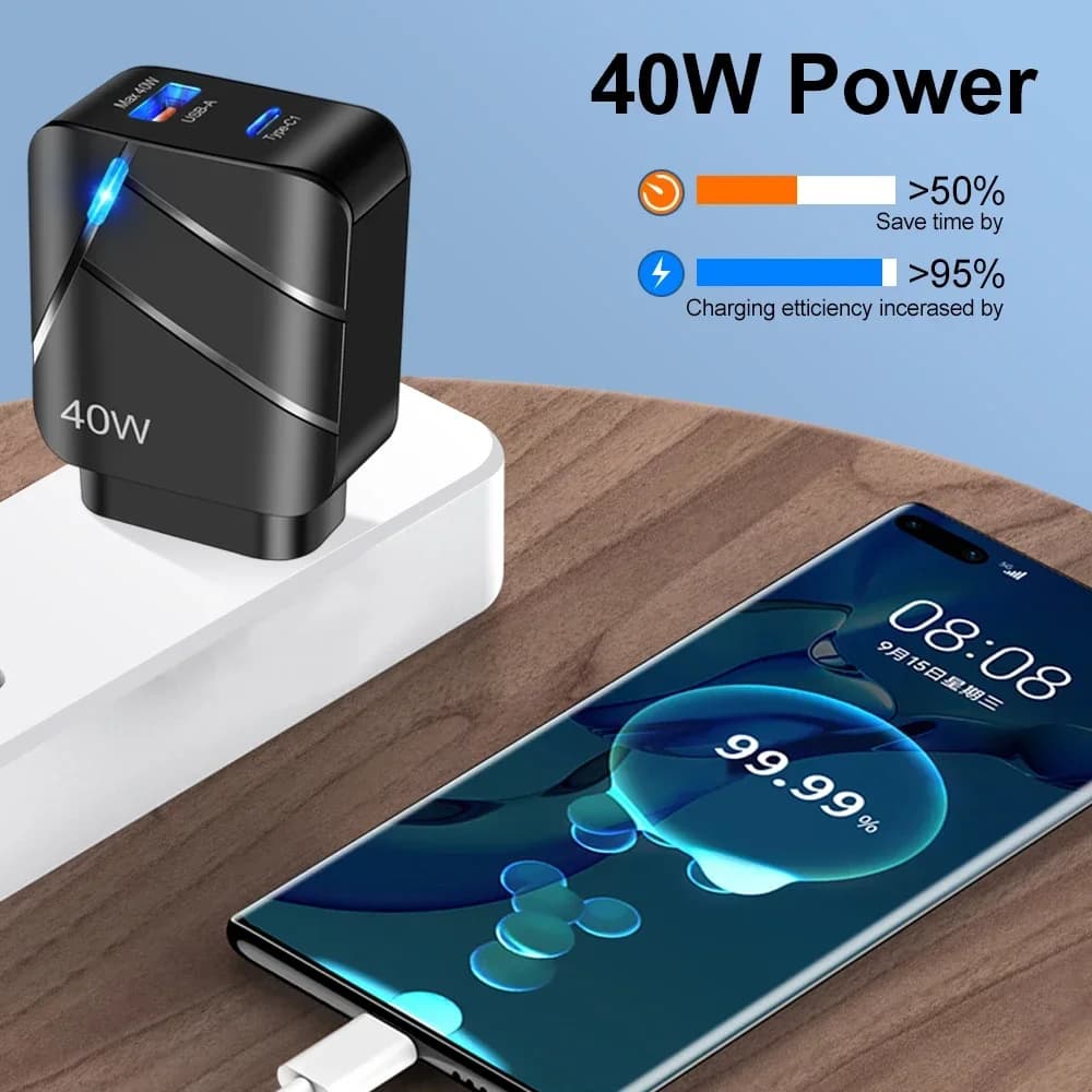 Nuovo caricatore USB C PD da 40 W ricarica rapida QC 3.0 adattatore per caricatore da muro per IPhone 14 13 Samsung Xiaomi caricatore USB ricarica rapida