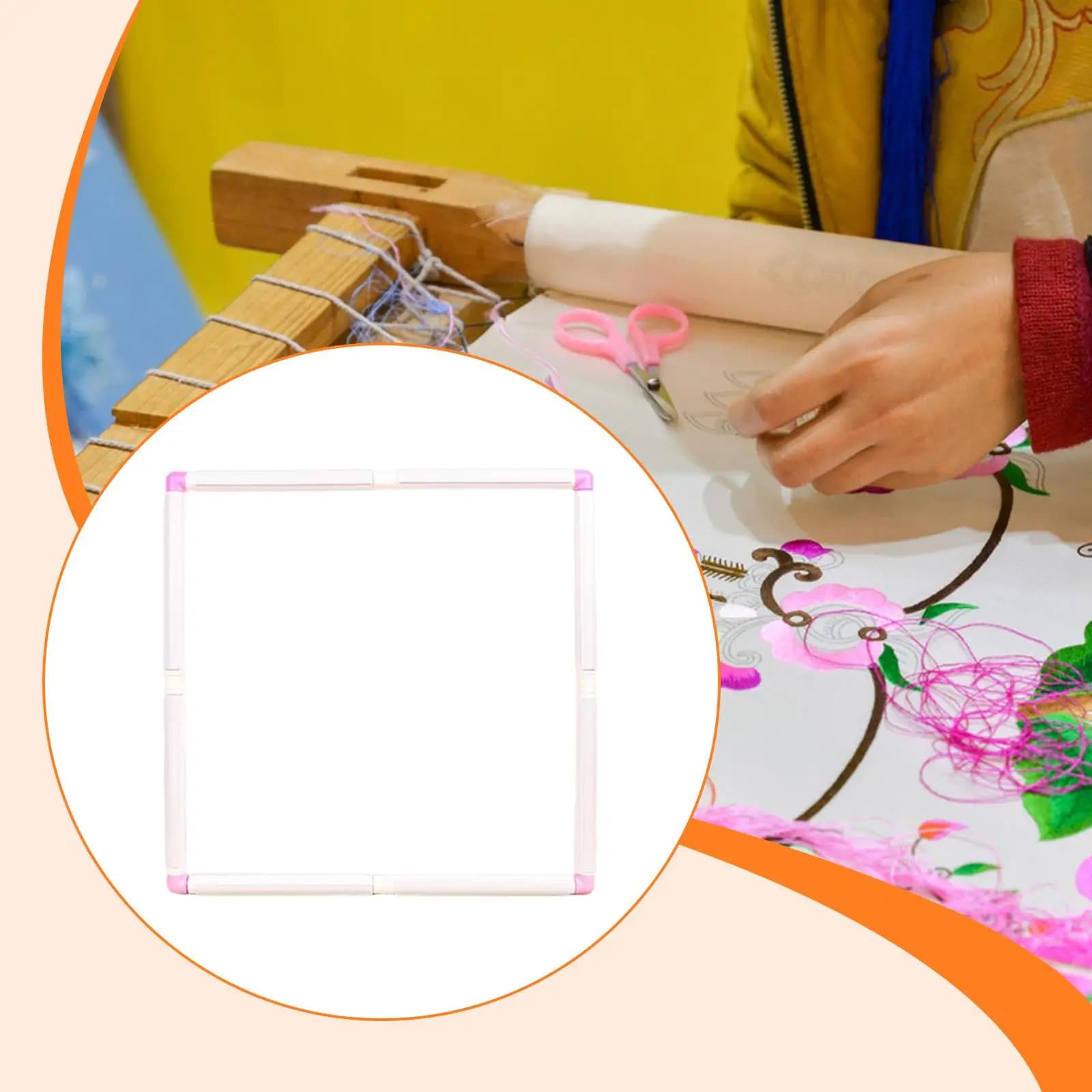 Elegant White Rectangular Embroidery Hoop Sturdy PVC Cross Stitch Frame for Office Sewing and Embroidery Supplies