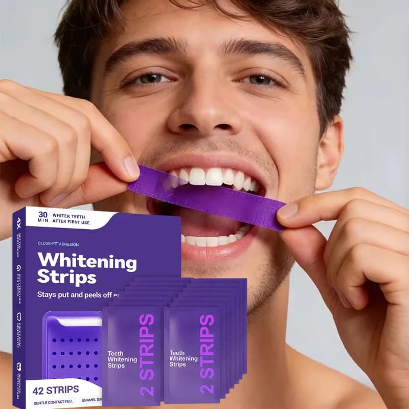 Purple Teeth Whitening Strips, Improve Dental Yellowing, Remove Macchie, Polishing Dental Patch, Detergent Gel, Secure Formula