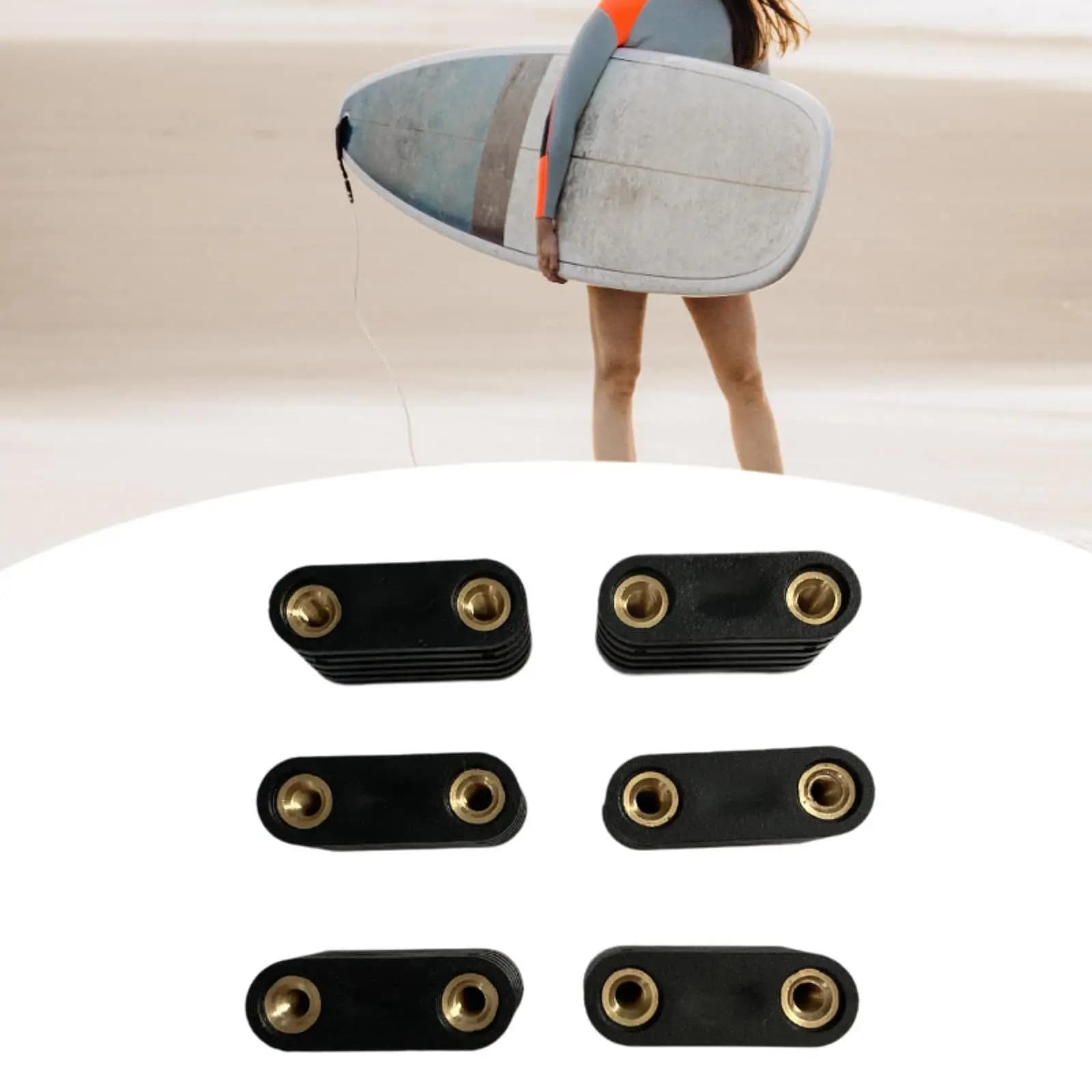 Dado per paddle board Kit patch per inserti con slot a due fori in ottone PP nero per clip per paddle per barche gonfiabili Uso in kayak