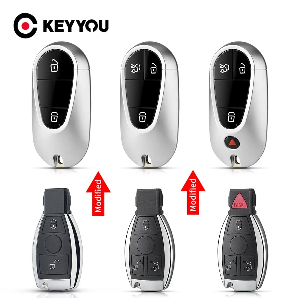 KEYYOU 1PCS Modificato Per Mercedes Benz Classe S Aggiornamento Chiave A Distanza Dell'automobile Borsette Caso Per BMW Mercedes Benz BGA 2000+ Anno