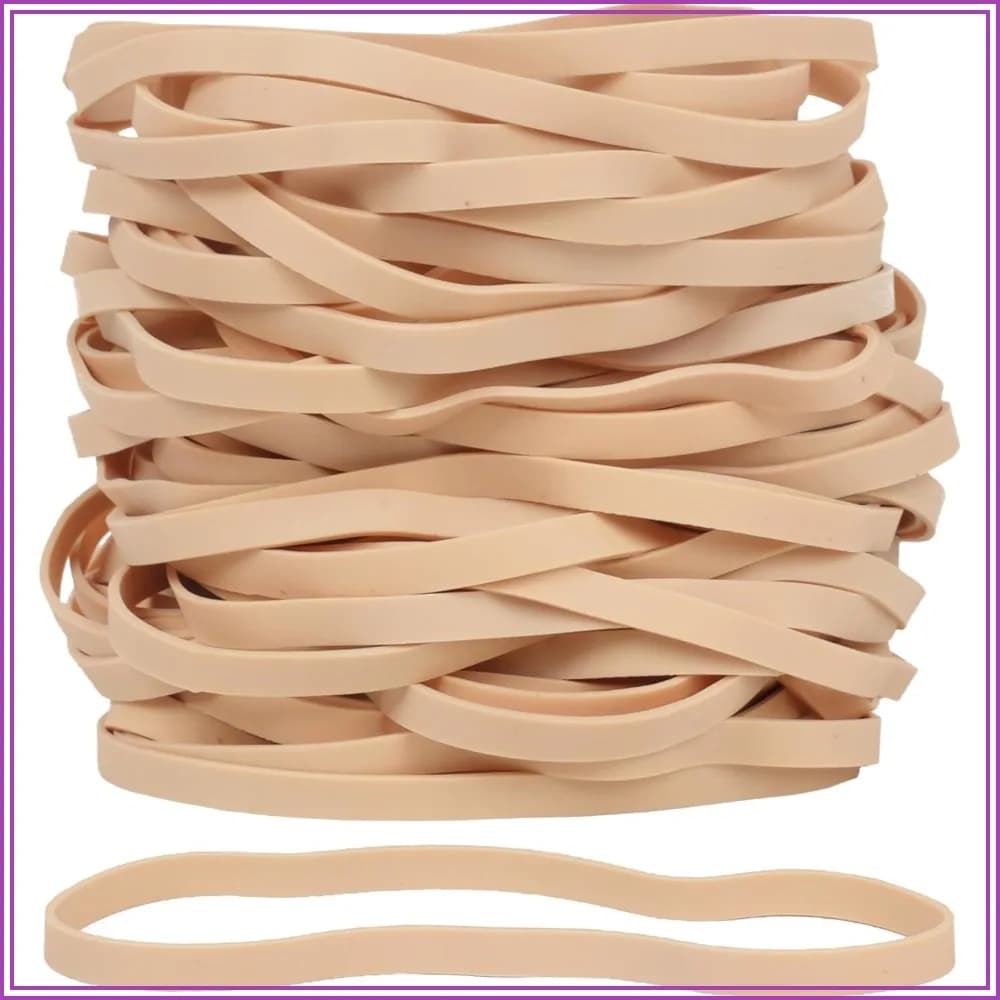 65Pcs Large Rubber Bands Size#69 Beige, 5.9" x 0.24" Strong Elastic for Office, File Folders, Trash Can