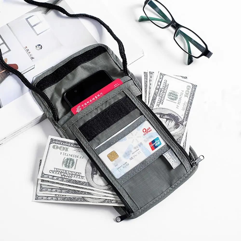 Borsa identificativa per passaporto RFID in nylon unisex Porta carte di credito ID multifunzionale impermeabile Portafoglio da viaggio