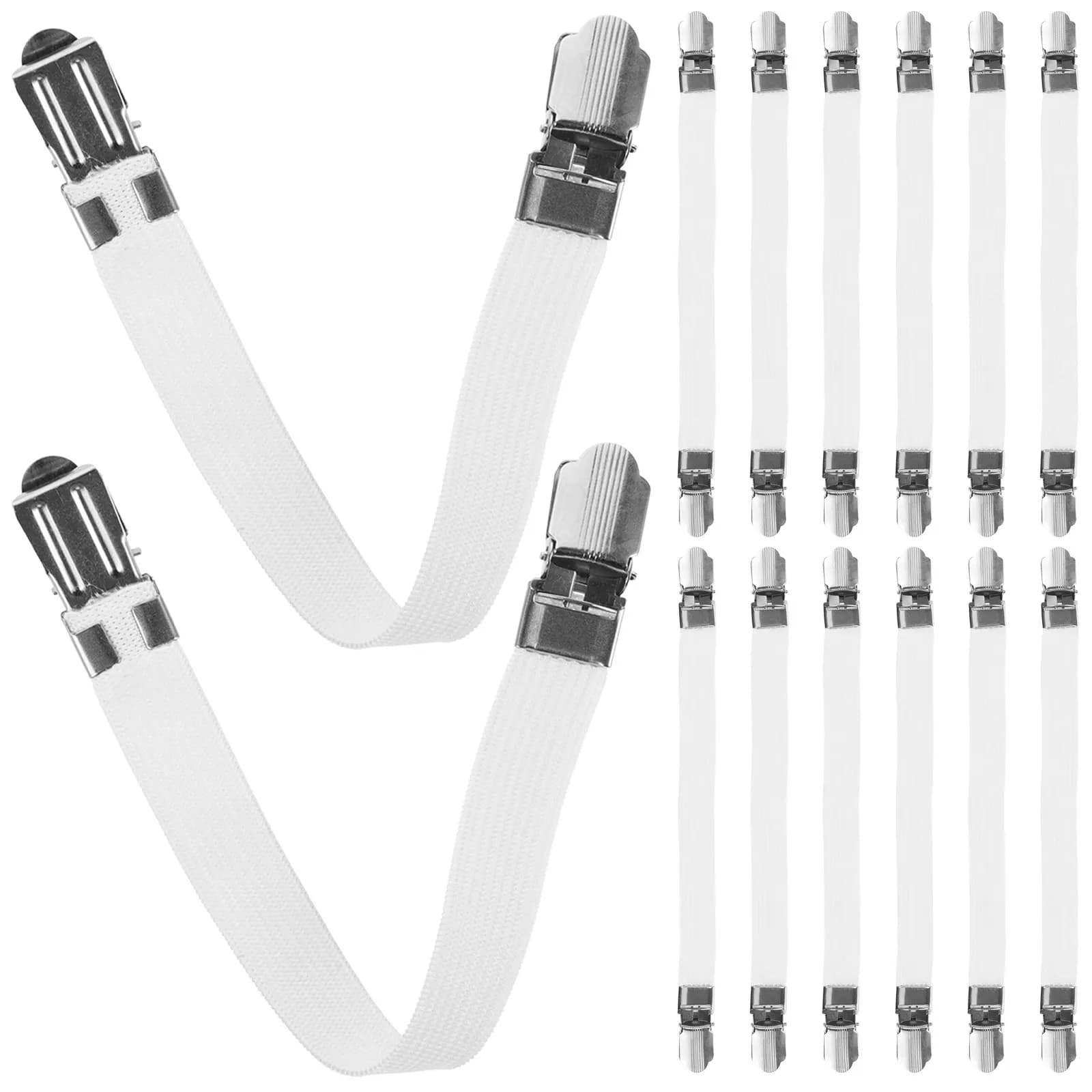 16Pcs Compact Lightweight Ironing Board Cover Clips Elastic Fasteners Adjustable Stretch Clamps for Stable Ironing Cloth Fixing