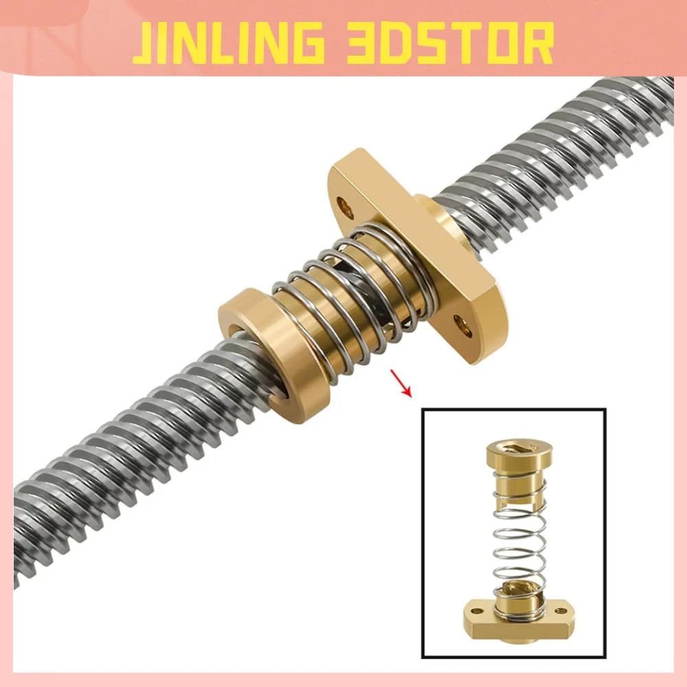 T8 Anti Backlash Spring Loaded Dado Ottone Elimination Gap Dado Used to upgrade Ender 3 CR-10 T8 Lead 3D Printer Screw CNC DIY