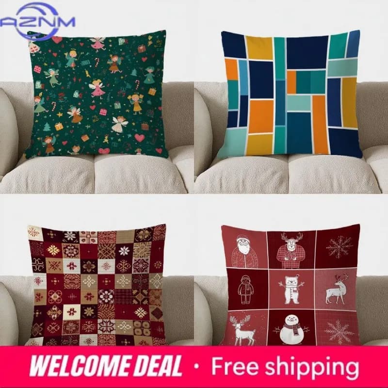 Decorazioni per la casa, angeli natalizi e motivo regalo, fodera per cuscino, adatta per divano, camera da letto, auto.