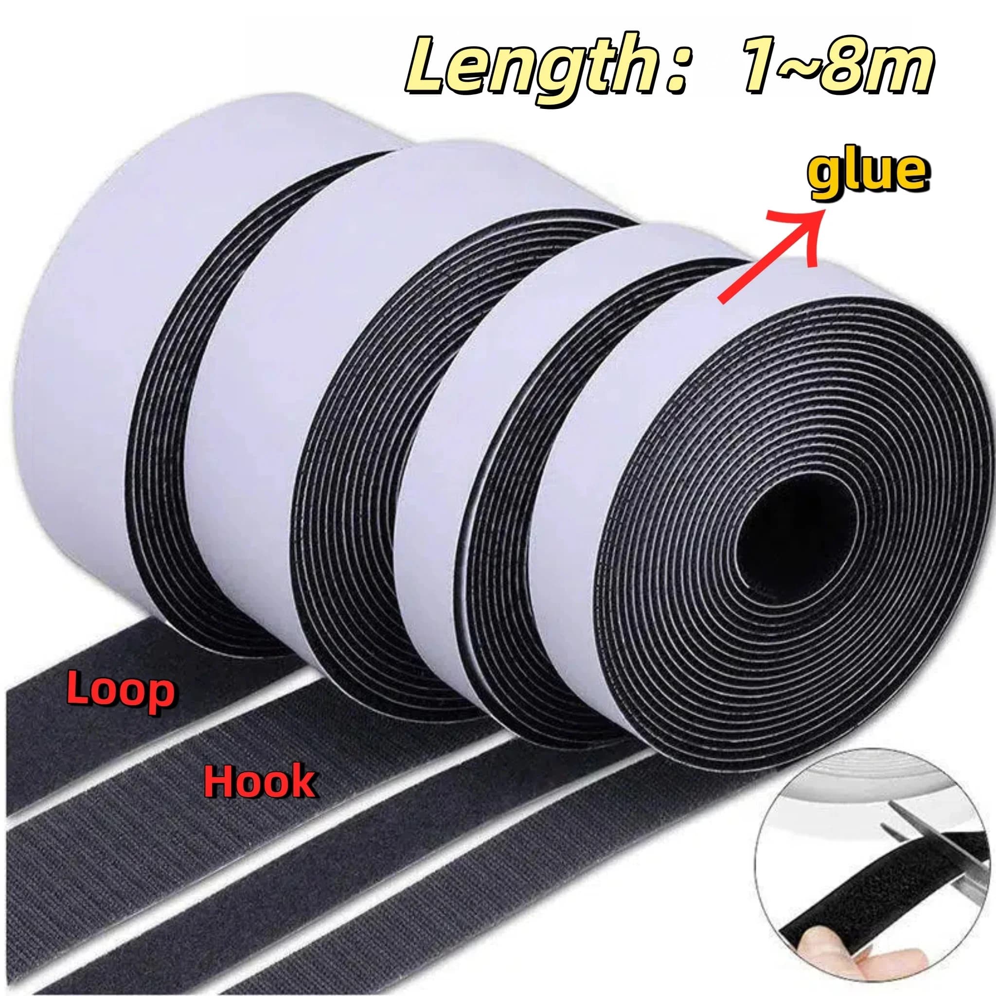 20/30/50mm Sticker Tape Self Adhesive Extra Strong Double Side Adhesive Sticker Pad Fluffy Hook and Loop Fastener