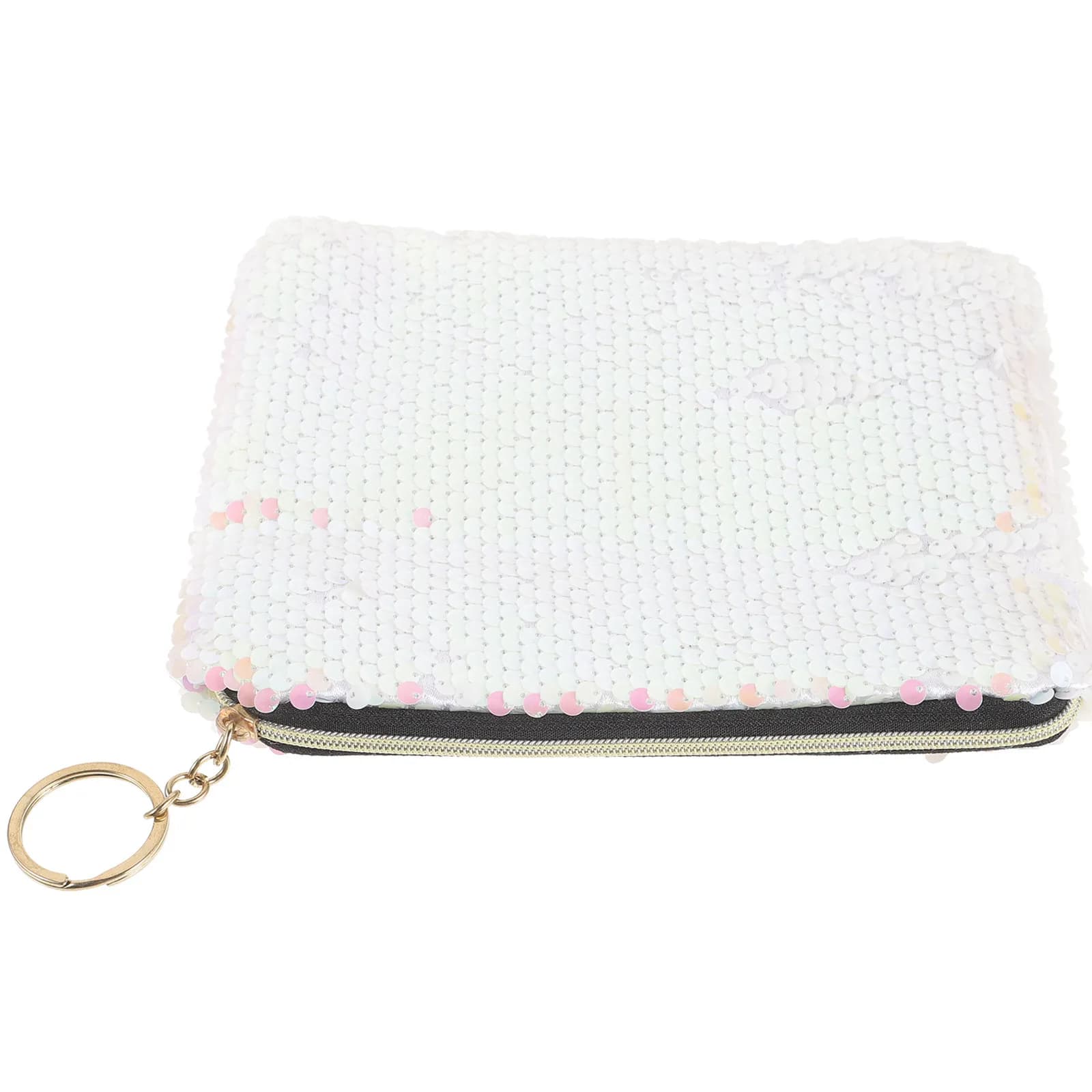 Borsa con Paillettes per Donne, Elegante Organizer Rosa per Trucchi, Pochette con Cerniera e Scomparti Interni per Pennelli e Prodotti per la Cura della Pelle
