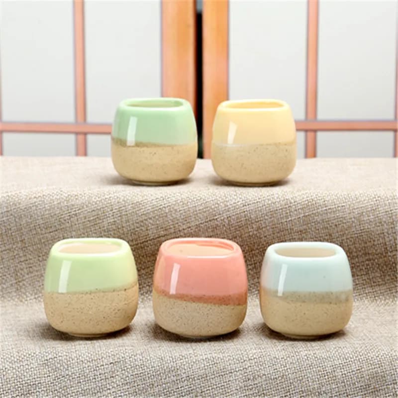 Mini Jelly Shape Cartoon Ceramic Succulent Pot, Korean Style Thumb Planter for Cactus, Desktop Tiny Flower Container