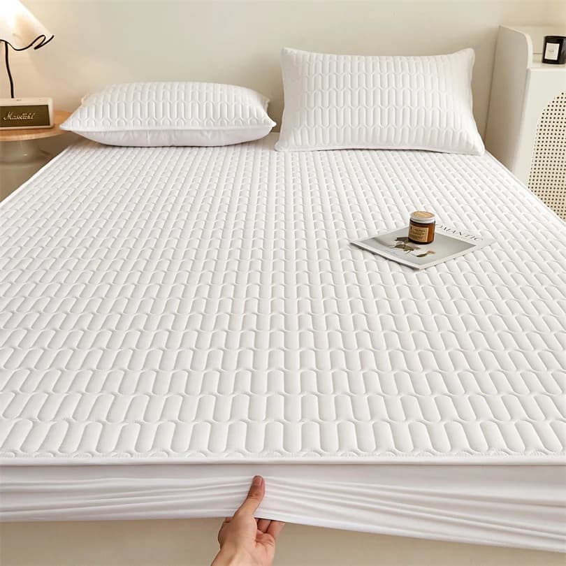 A Grade Cotton Bed Sheet with Elastic Band Single Double Queen King Bed Mattress Cover Thicken Quilted Cotton Fitted Bed Sheets