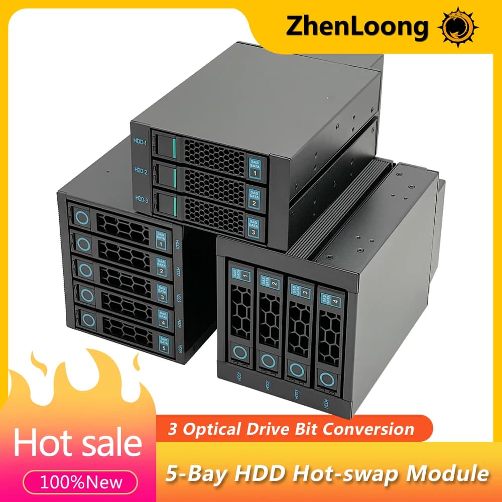 ZhenLoong 5-Bay NAS Modular Storage Server Case 3U 4U Rack 3*5.25 Space Fit 5*3.5 HDD Modular Adapter Hard Drive Hot Swap Cage
