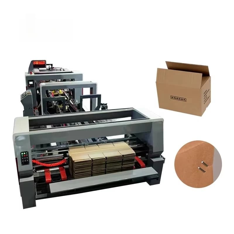 Macchina Automatica per Cucitura di Cartone e Cartoncino, Piegatrice e Incollatrice per Scatole in Cartone Ondulato