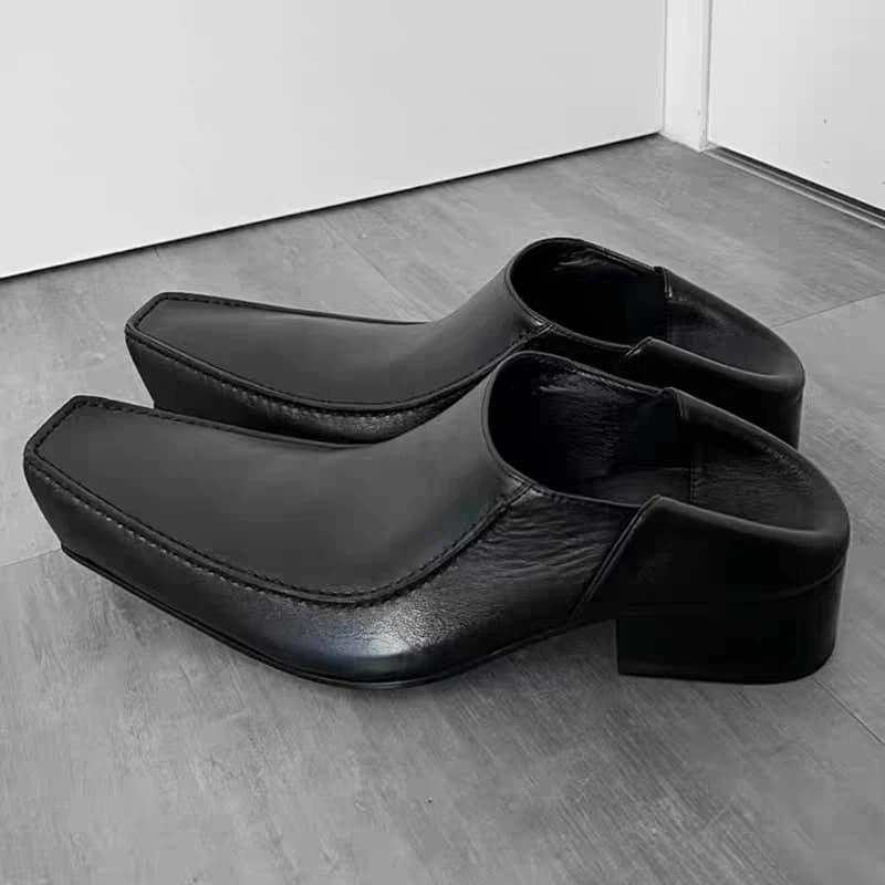 Scarpe con tacco largo antiscivolo con punta quadrata e bocca profonda, suola morbida, scarpe singole antiscivolo da donna