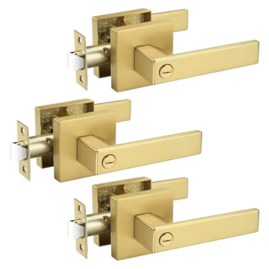 Maniglie per Porte con Funzione Privacy, Set Maniglie Quadrate Senza Chiave per Porte Interne, Maniglie per Ripostiglio e Bagno, Senza Chiavi