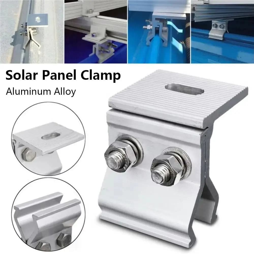 1Pcs Aluminum Alloy Solar Panel Clamp Silver Anodized Standing Seam Clamp Serrated Bite Structure Stainless Steel Bolts