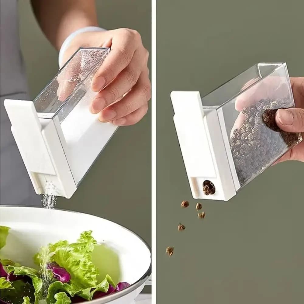 Simple 4 in 1 Seasoning Spices Box Clear Double Hole Seasoning Condiment Box with Tray Leak-proof Spices Container Set BBQ