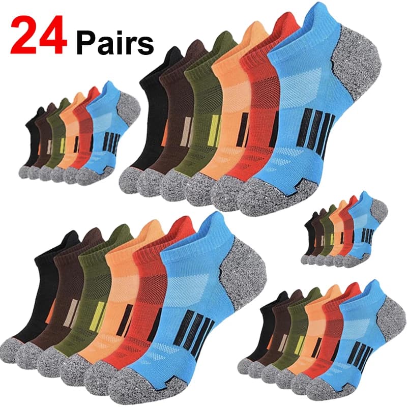 Men's Thin Mesh Sport Socks 6/12 Pairs Set Breathable Sweat-Wicking Non-Slip Wear-Resistant Comfortable Casual Athletic Socks