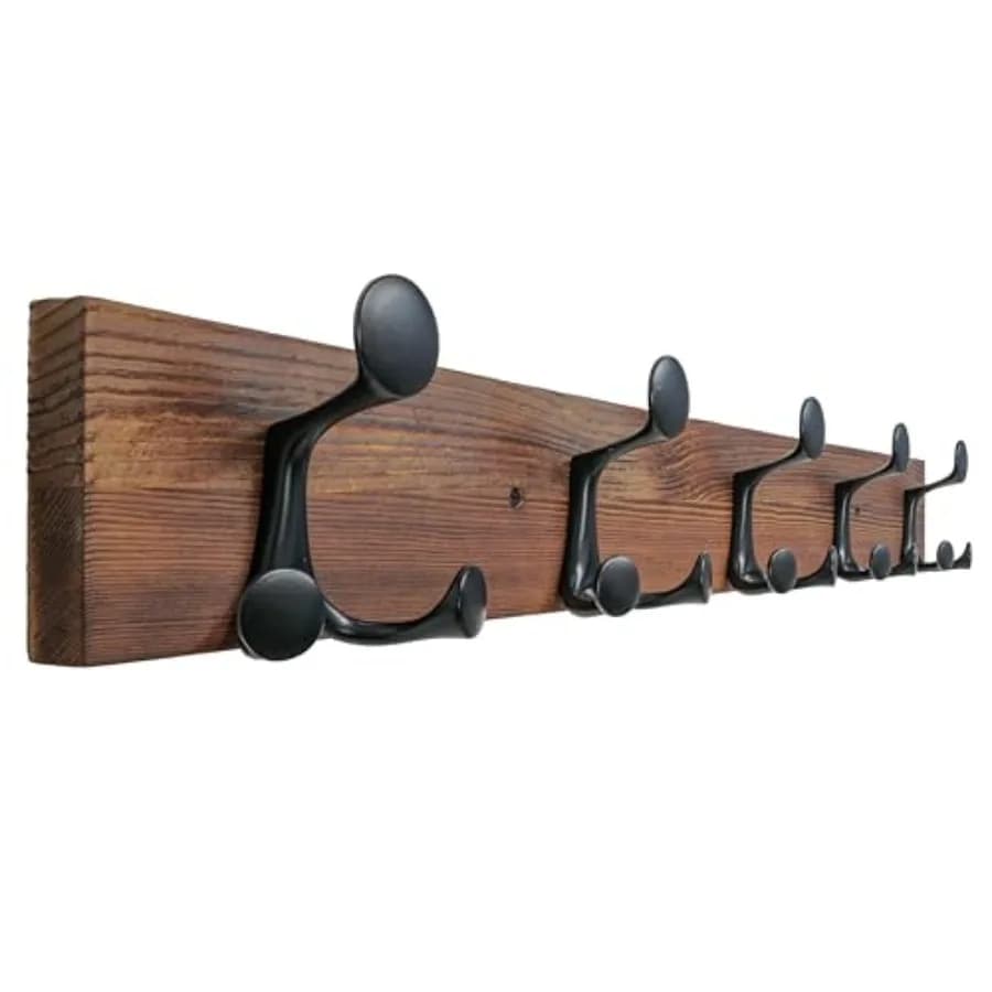 Appendiabiti da Parete in Legno con 5 Ganci Tripli - Ideale per Ingressi Familiari, Aule e Conservazione di Articoli per Animali Domestici - Perfetto per Appendere Cappotti