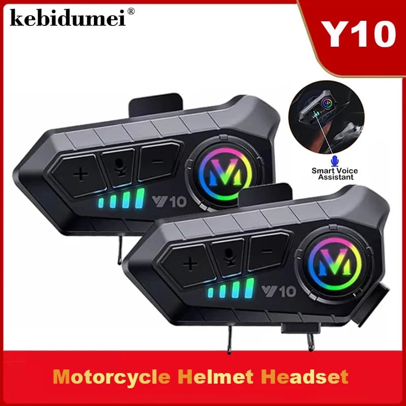 Y10 Bluetooth 5.3 Helmet Headset Wireless Hands-free Call Phone Kit Motorcycle Waterproof Earphone Music Player Speaker for Moto