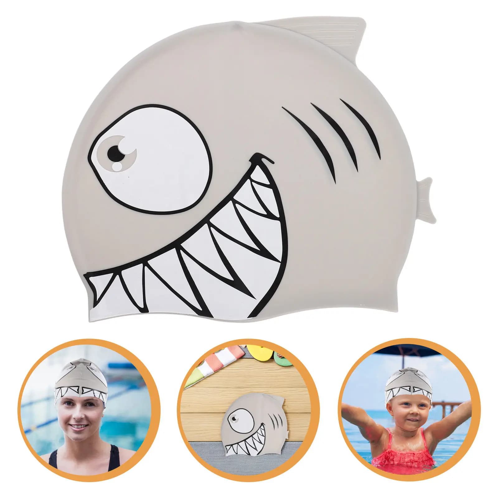 Cuffia da Nuoto in Silicone con Design a Squalo Carino, Impermeabile, per Piscina, Lezioni di Nuoto all'Aperto e Giochi d'Acqua