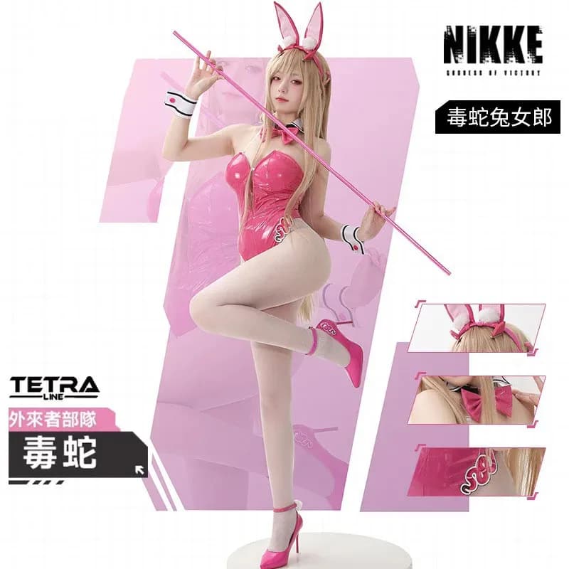 Gioco NIKKE La Dea Della Vittoria Viper Bunny Girl Suit Bellissimo Costume Cosplay Gioco di Ruolo di Halloween Puntelli Del Partito Vestito Parrucca Shoesa