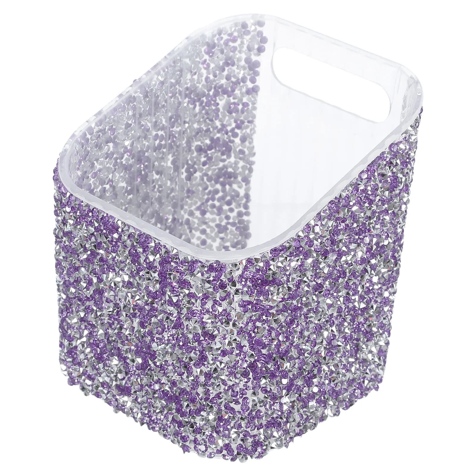 Adhesive Rhinestone Toothbrush Holder Violet Stylish Bathroom Wall Mounted Organizer Space-Saving Shower Storage Rack Waterproof