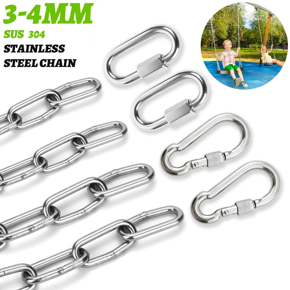 Stainless steel chain 304 with lock Fast buckle 3/4 mm Anti-rust resistant for boxing bag/Sold chair/Amaca/Altalena 1-3 MM