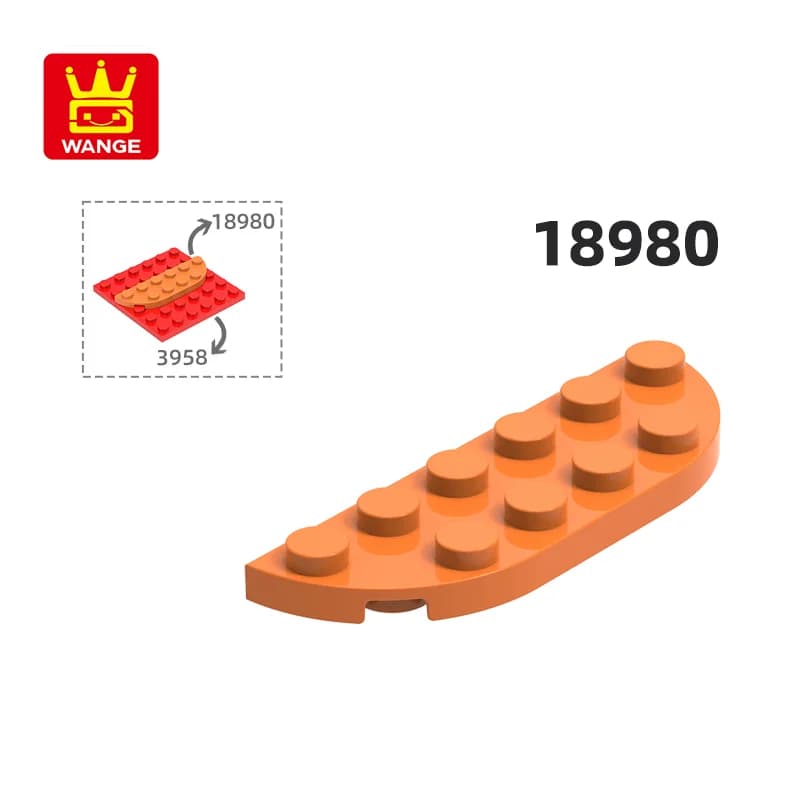 WANGE 18980 100g/64 Pezzi Piastra Rotonda con Angoli Arrotondati 2 x 6 Doppio Blocco MOC Colorato Compatibile con Mattoncini Giocattolo Fai-da-Te per Bambini