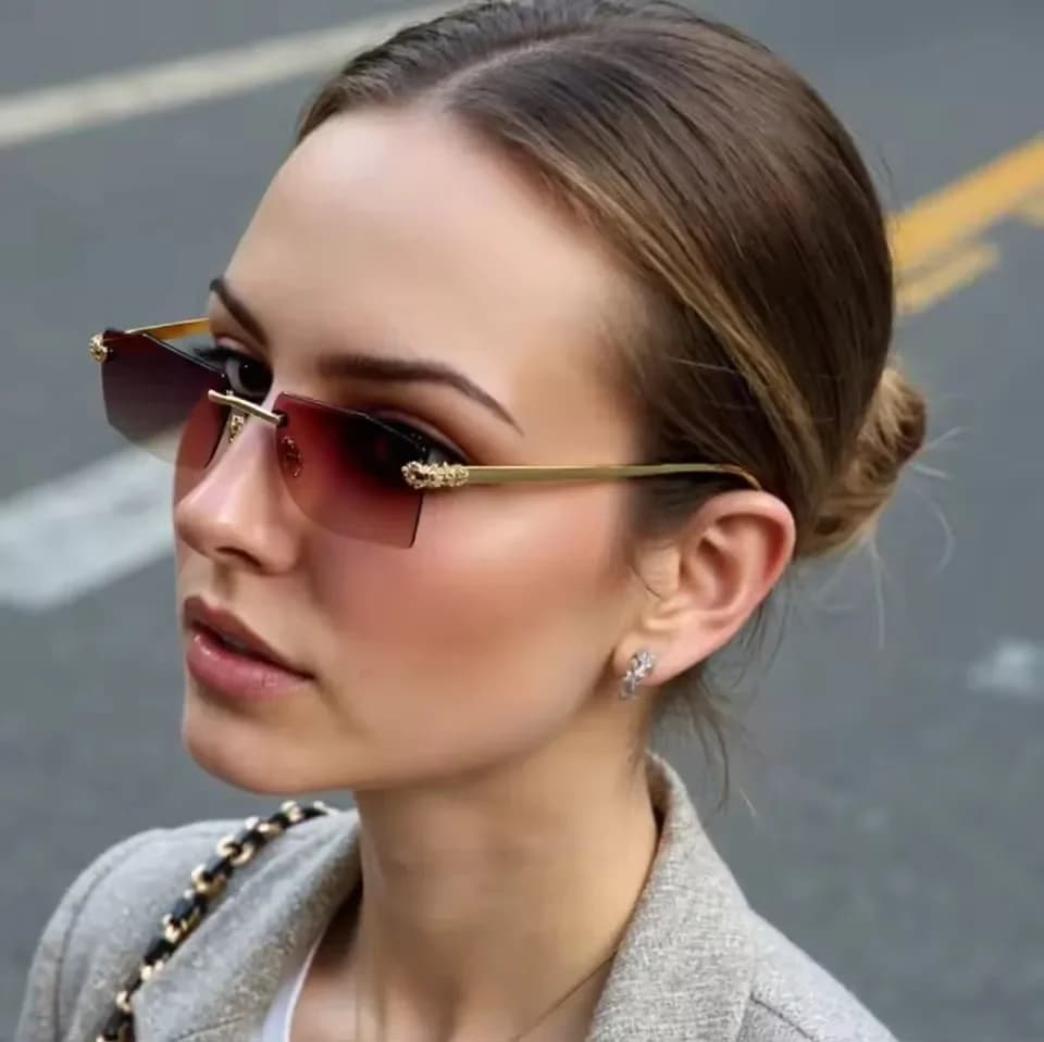 Rimless Irregular Square Metal Sunglasses Women Men Retro Trend Shades Pool Party Sun Glasses Lady Man UV400 Protective Glasses