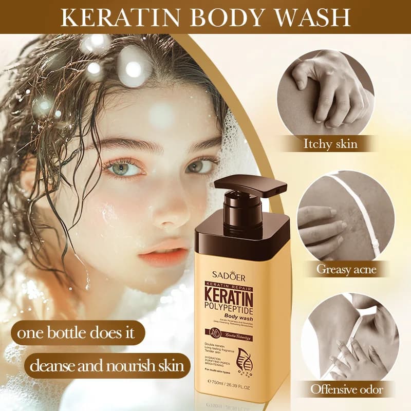 Keratin polypeptide shower gel,exfoliating,melanin-removing,long-lasting fragrance,refreshing oil control,moisturizing tendering