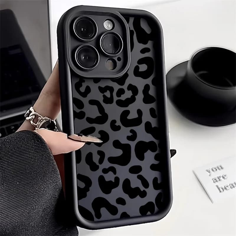 INS Leopard Print Phone Case For iPhone 13 Case iPhone 11 15 14 12 17 16 Pro Max 16E XR XS X 7 8 SE Matte Silicone Soft Cover